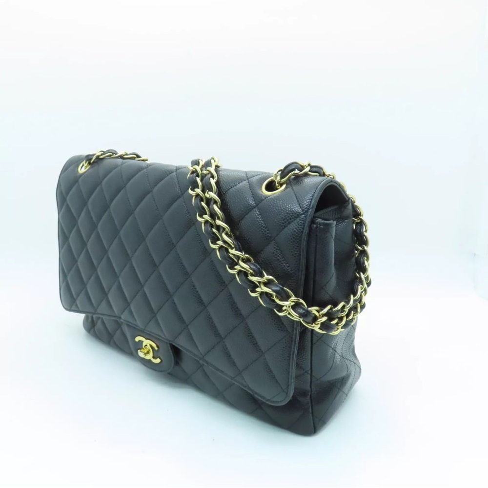 💎 GORGEOUS 💎 CHANEL CAVIAR FLAP DOUBLE CHAIN QUILTED JUMBO MAXI - Picture 16 of 16